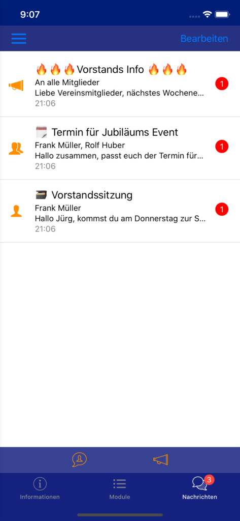 VereinsApp - Die Vereins-App / Vereins App mit Chat Nachrichten an alle Mitglieder oder eine Gruppe oder einzelne Mitglieder - Apple