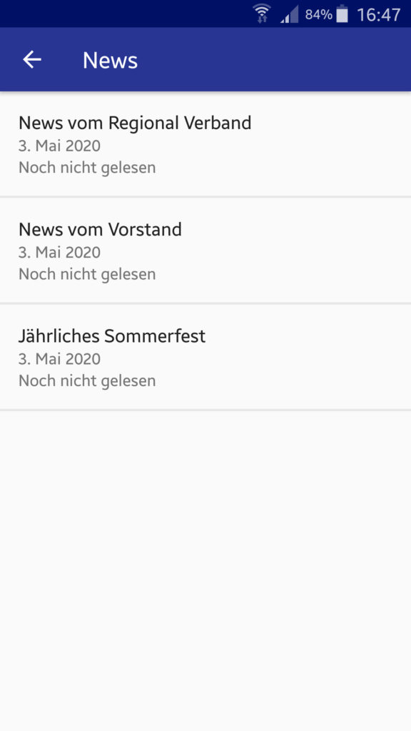 VereinsApp - Die Vereins-App / Vereins App mit News Übersicht - Android
